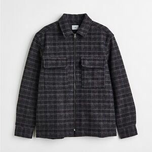 H&M Men’s Checked Overshirt – Dark Grey/Black (Relaxed Fit)
